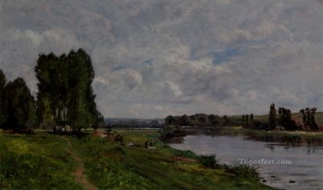  paisajes Pintura al %C3%B3leo - La lavandera a la orilla del río escenas Hippolyte Camille Delpy Paisajes